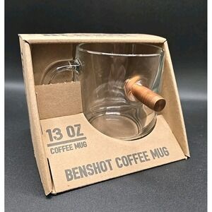 NIB The Original‎ BenShot Bullet 13oz Glass Coffee Mug Bullet Through Glass USA